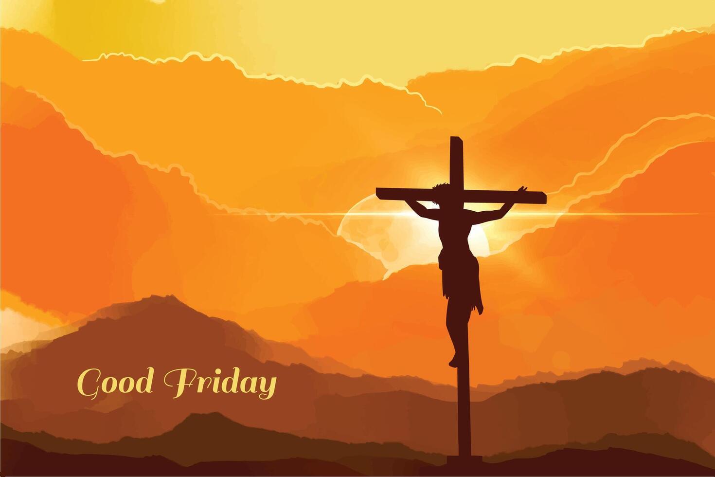 Jesus on the cross wearing a crown of thorns card design vector