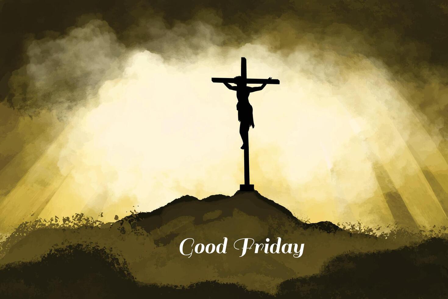 Jesus christ crucifixion cross on the hill a serene card background vector