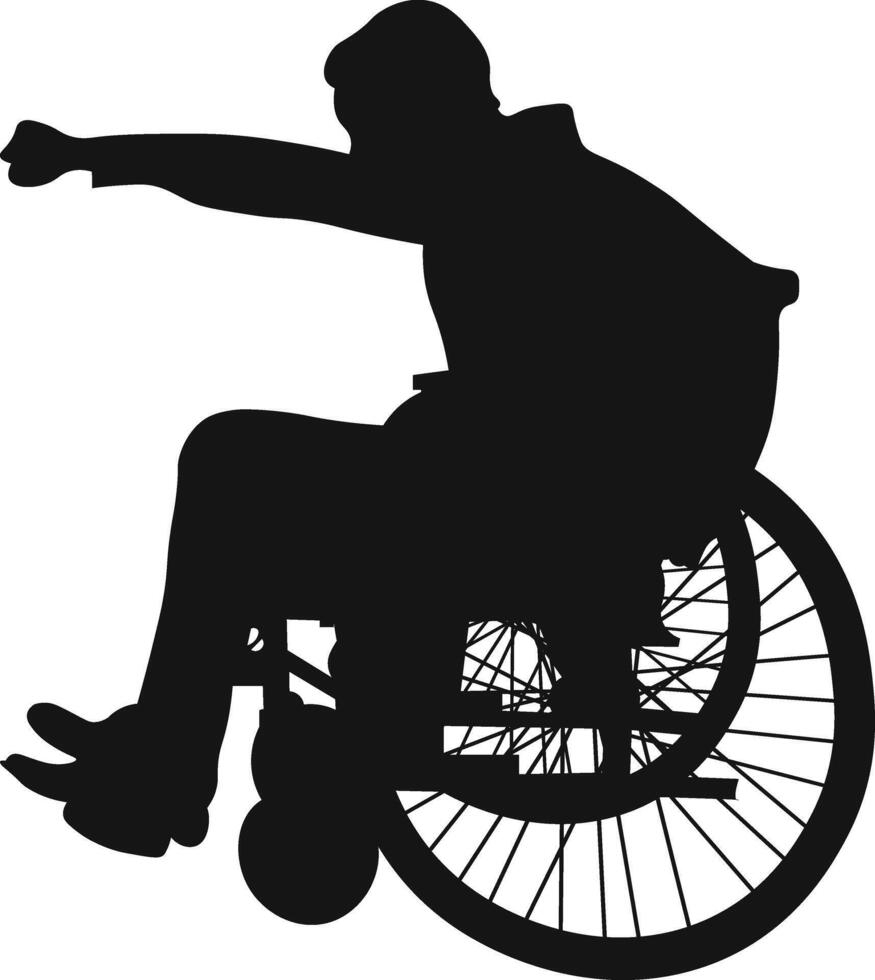 People Sick in Wheelchair Silhouette in Simple Design. vector