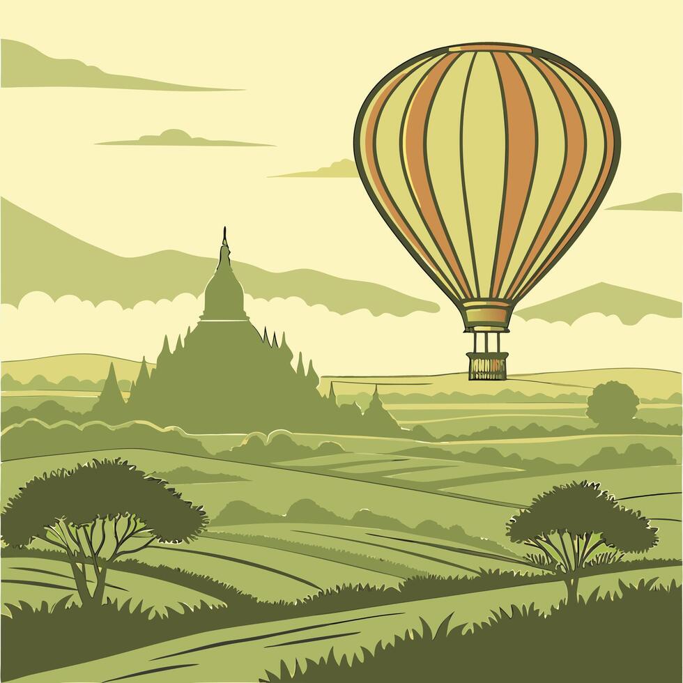 Hot air balloons over Bagan sunrise vector