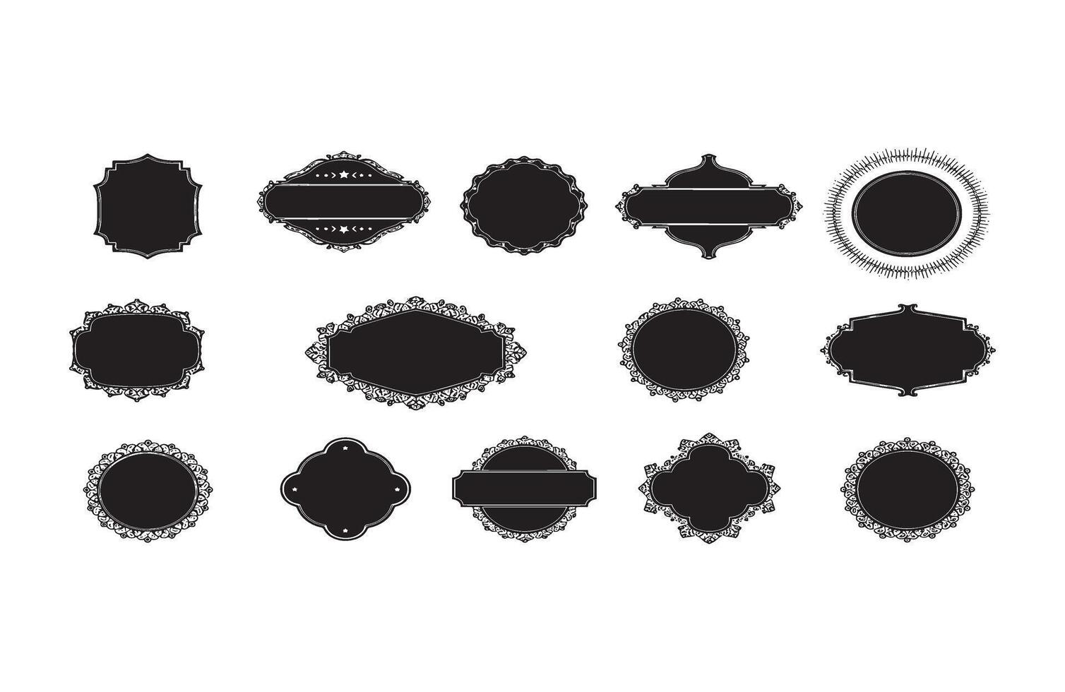 Fancy Elegant Badge Frame Label Design Pack vector