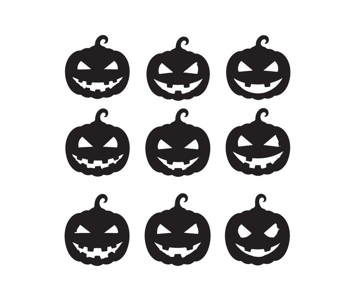 Scary Spooky Pumpkin Faces with Horror Theme vector