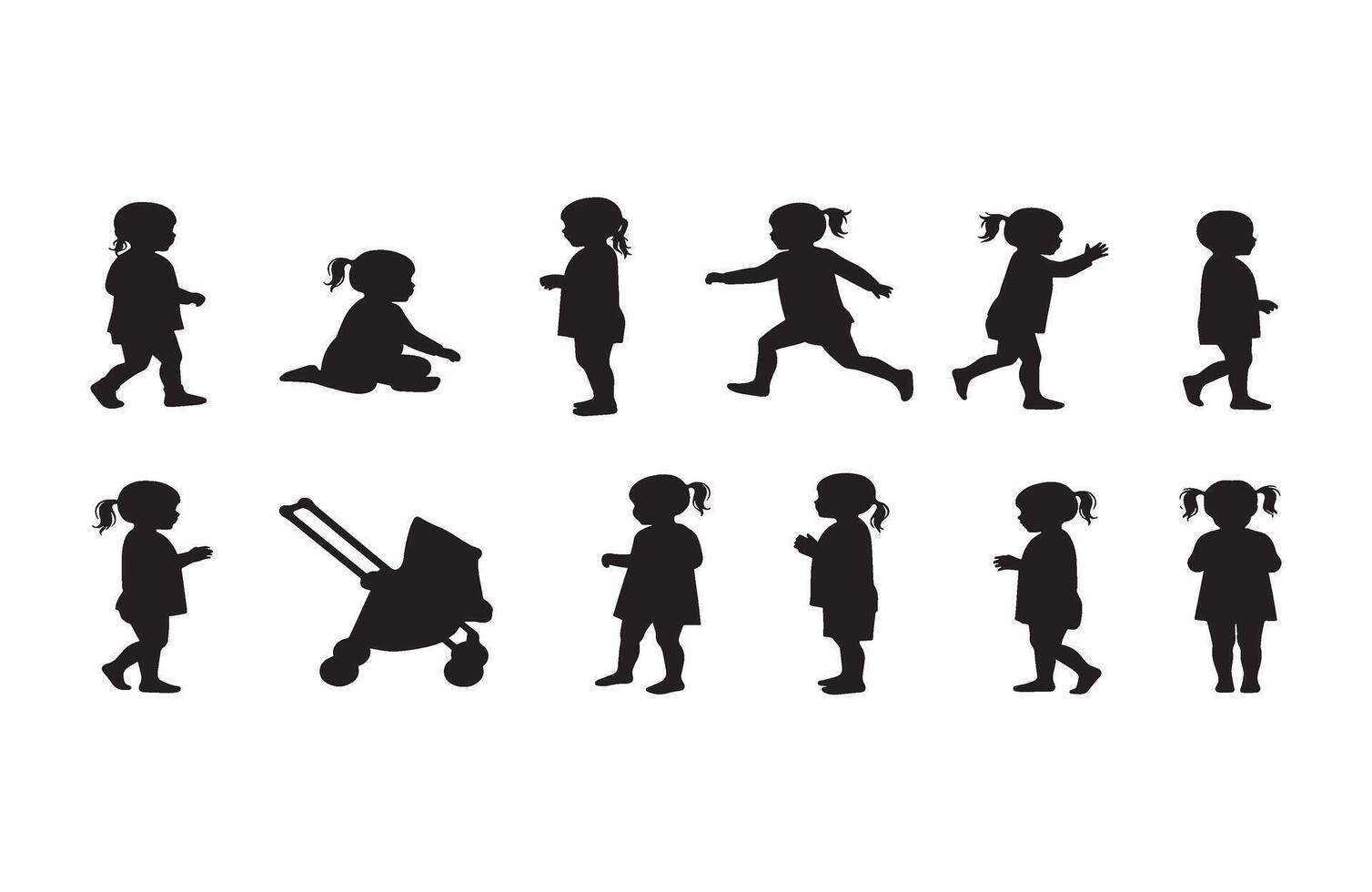 Toddler Pushing Toy Stroller Art vector