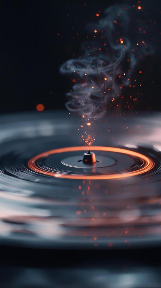 An image of a record spinning on a turntable photo