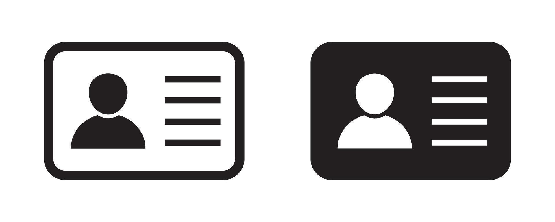 ID card badge icons. Pass icon, passport document icons. vector