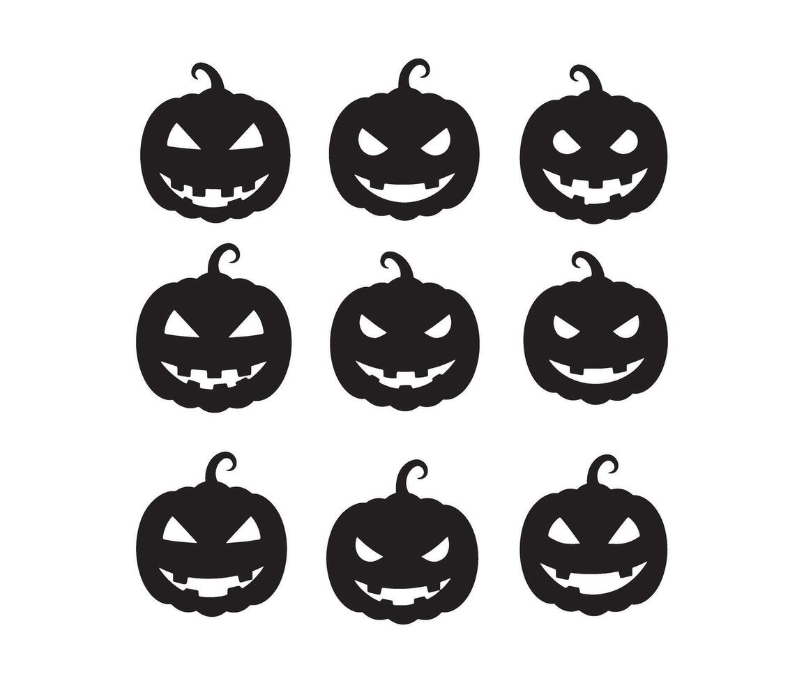 Sinister Spooky Pumpkin Faces in Dark Shadows vector