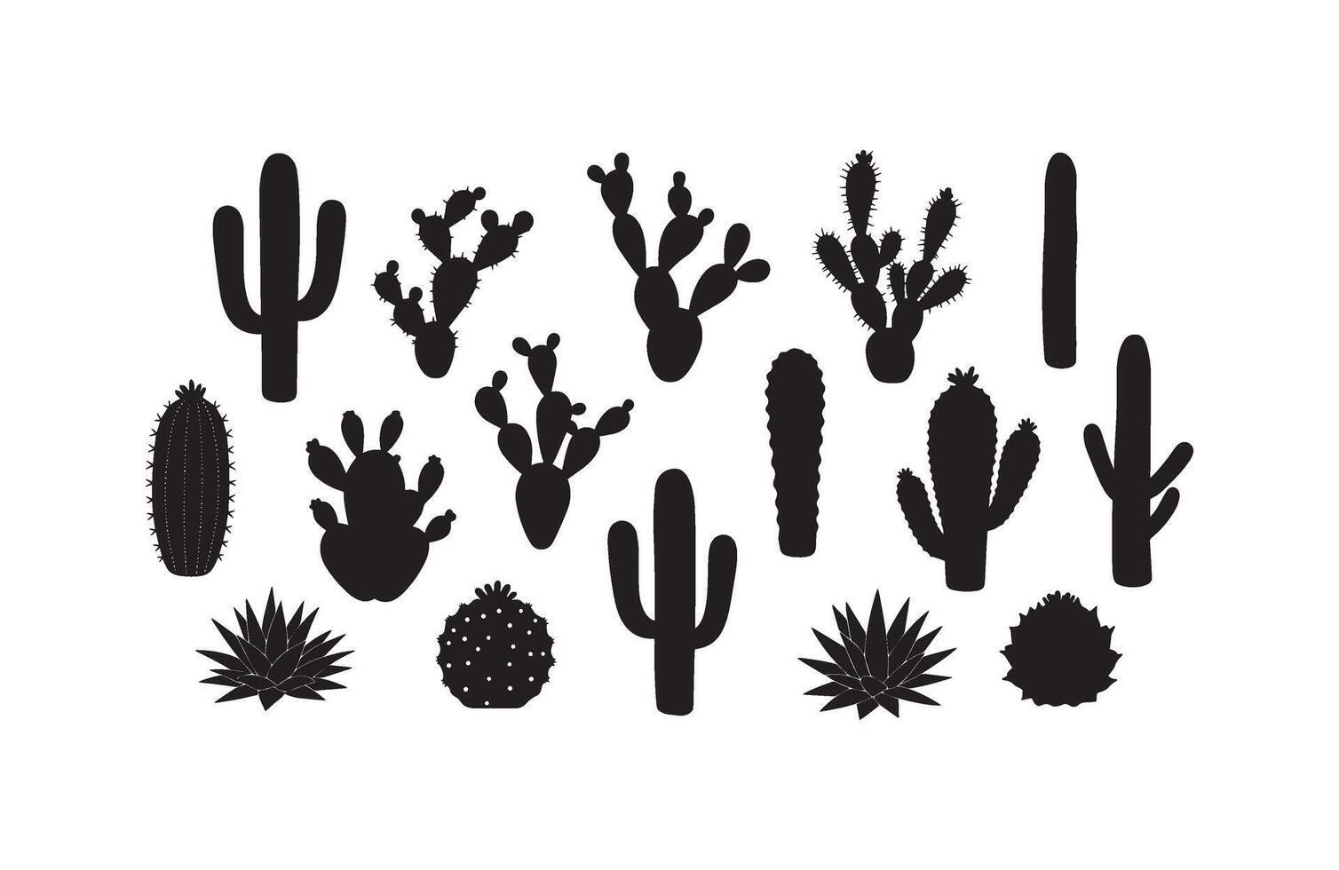 Spiky Cactus Illustration Silhouette Elements vector