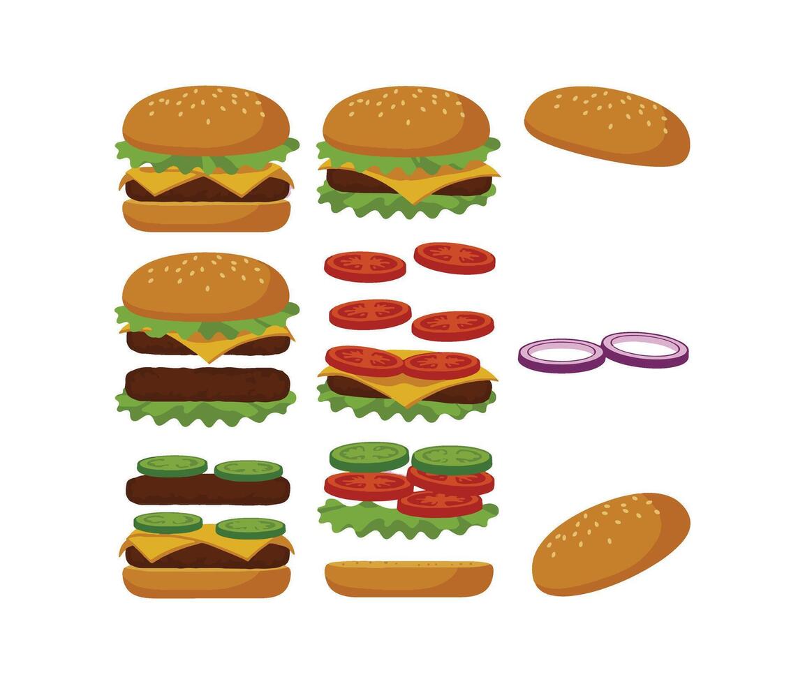 Juicy Classic Cheeseburger Set vector