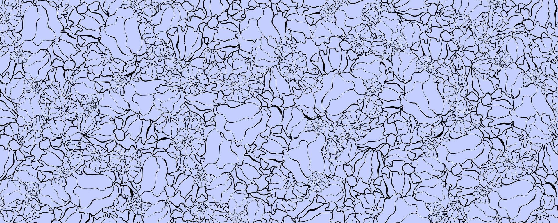 pattern with abstract floral motifs in blue and gray colors vector