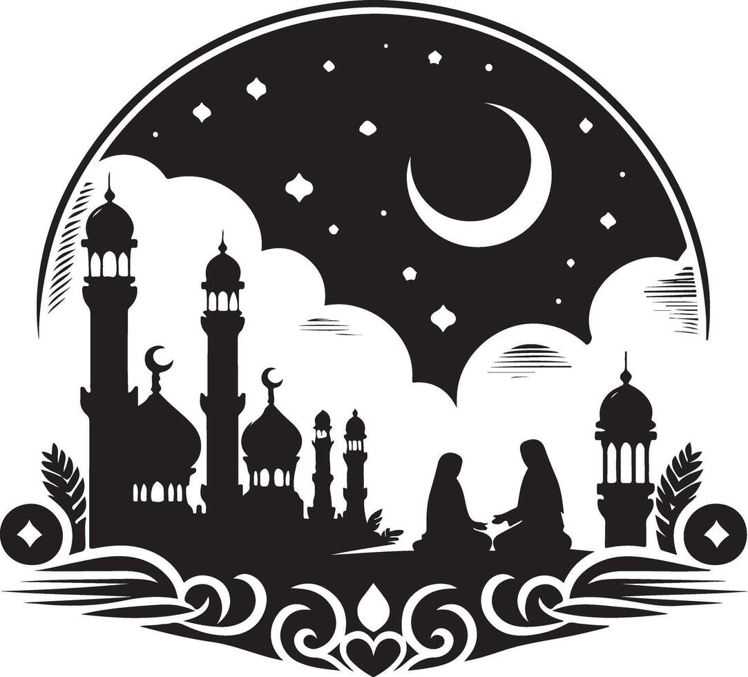 A eid silhouette art illustration vector