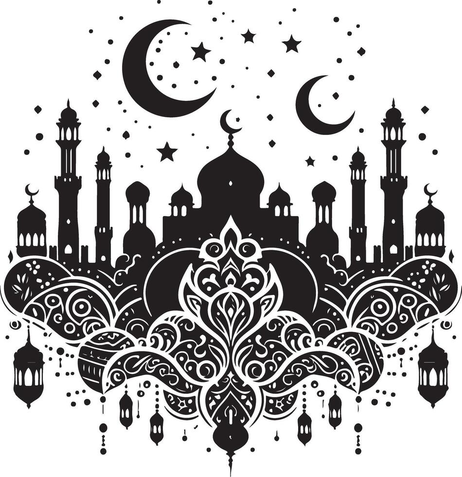 A eid design silhouette art illustration vector