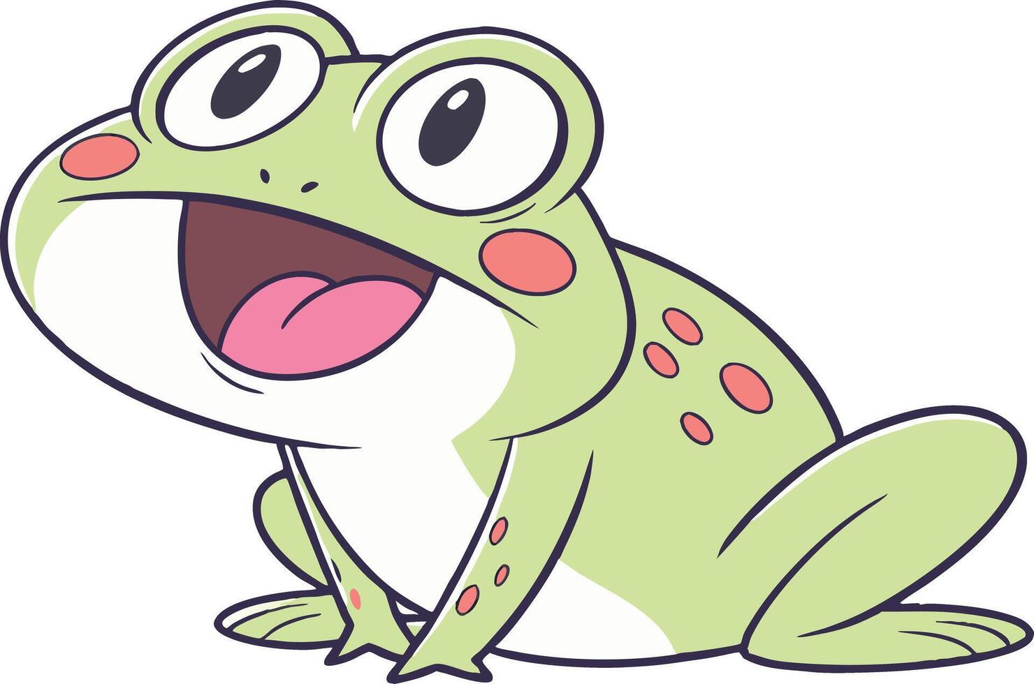 cartoon frog brimming with enthusiasm, bringing energy and joy to the illustration. vector