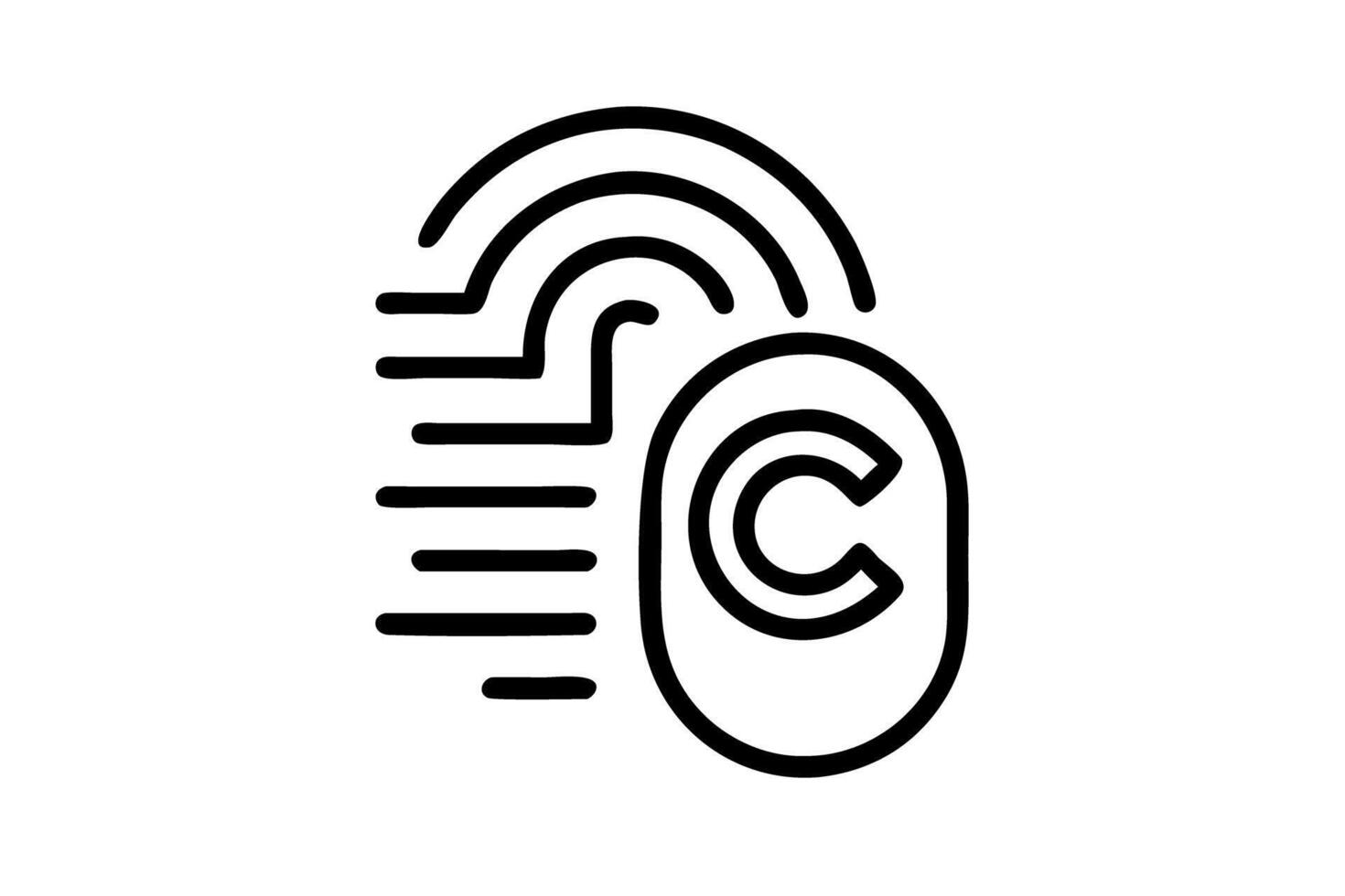 Creative design showing a copyright symbol integrated into a fingerprint, symbolizing ownership and uniqueness in the creative process on World Book and Copyright Day vector