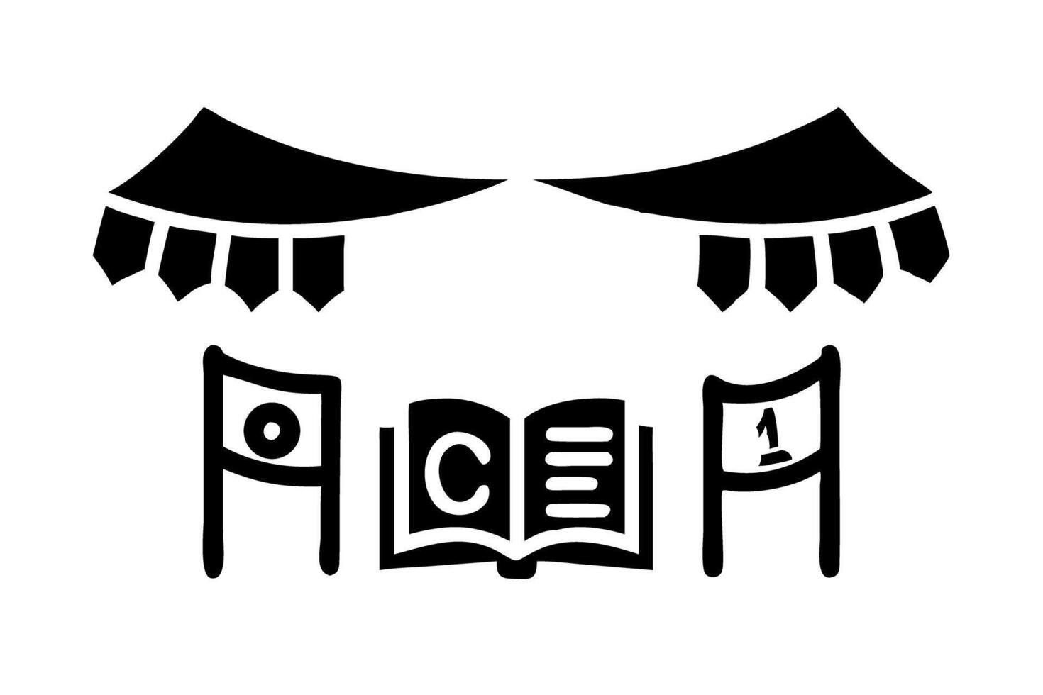 Literature themed festival in a public square with book booths, creative activities, and flags, promoting World Book and Copyright Day celebrations vector