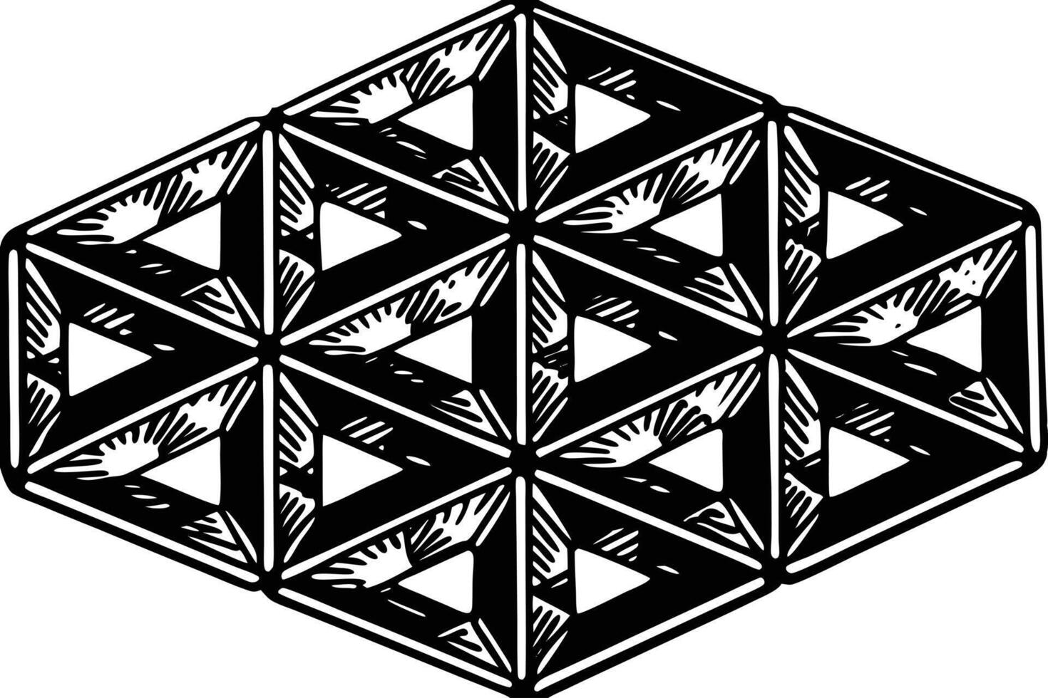 Elegant black and white geometric design with triangular shapes and intricate details, Islamic elements Background for interior design vector