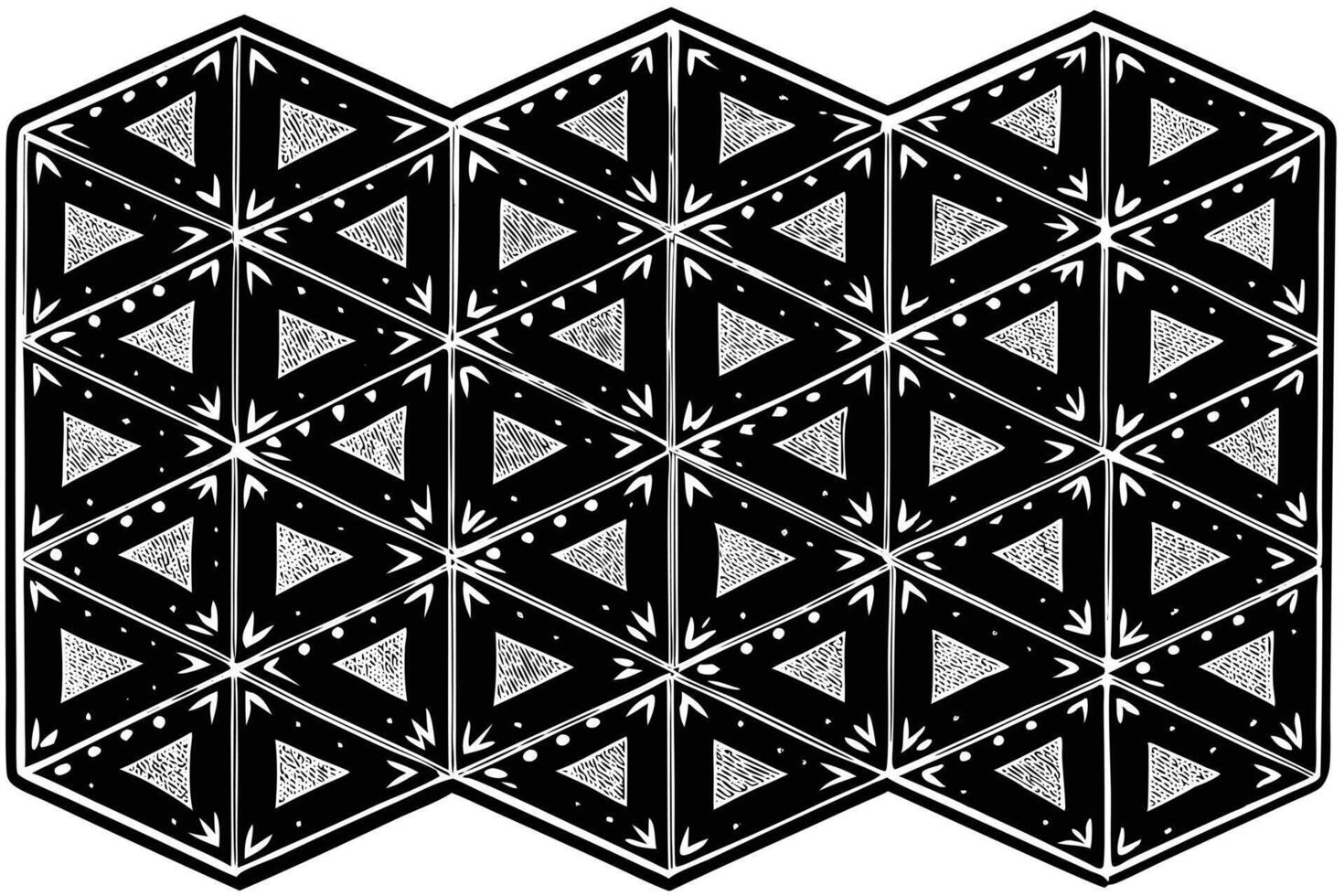 Geometric triangular pattern design with intricate details in black and white, Islamic elements Background for modern decor vector