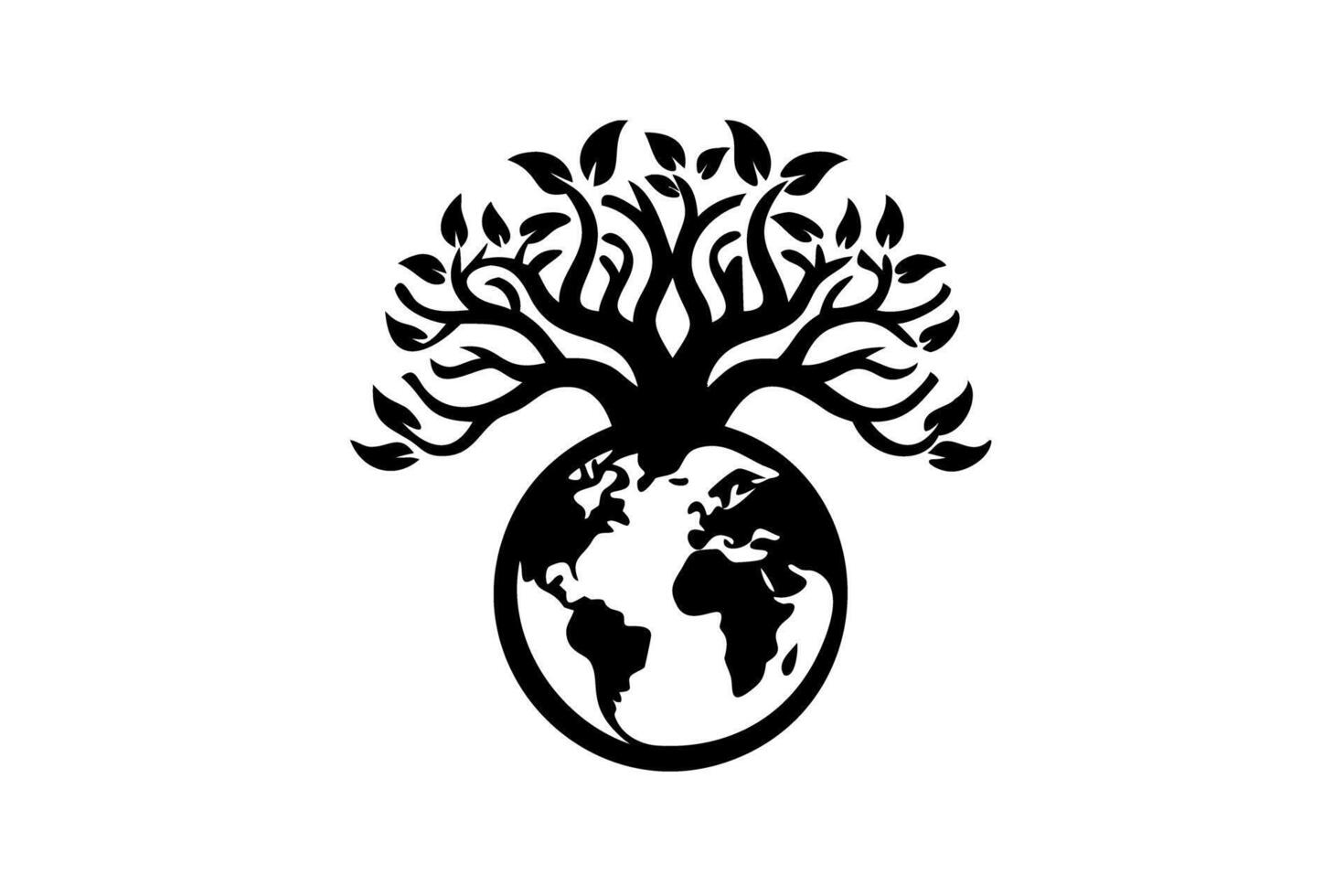 Global Tree of Life Earth Day Ecology Environmental Conservation Symbol vector