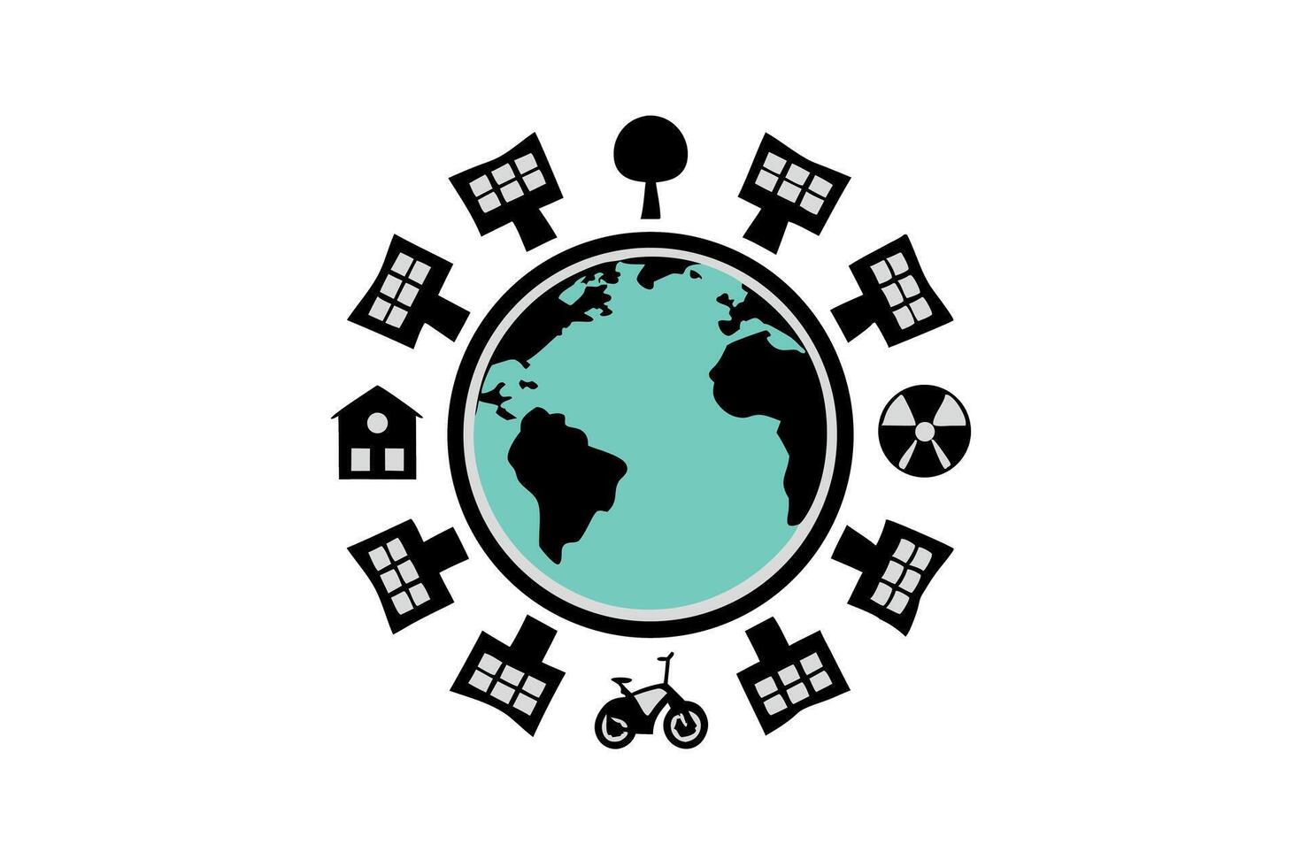 Global Sustainable Energy Solutions for a Green Earth Day Future EcoFriendly Technologies and a Clean Environment vector