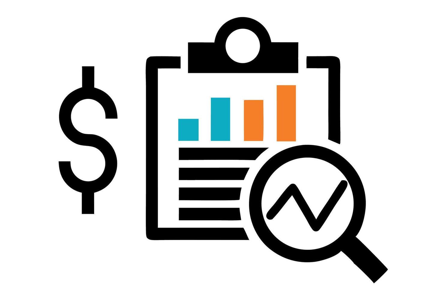 Stylized chart illustration with a focus on cash flow, business analysis, and growth trends in a vibrant, modern design vector