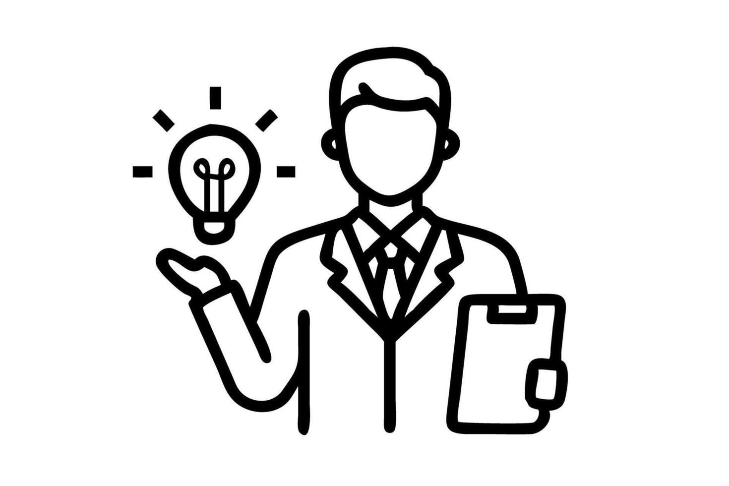 Cash Flow Idea and Strategy with Businessman Holding Light Bulb and Clipboards, Financial Innovation Concept vector