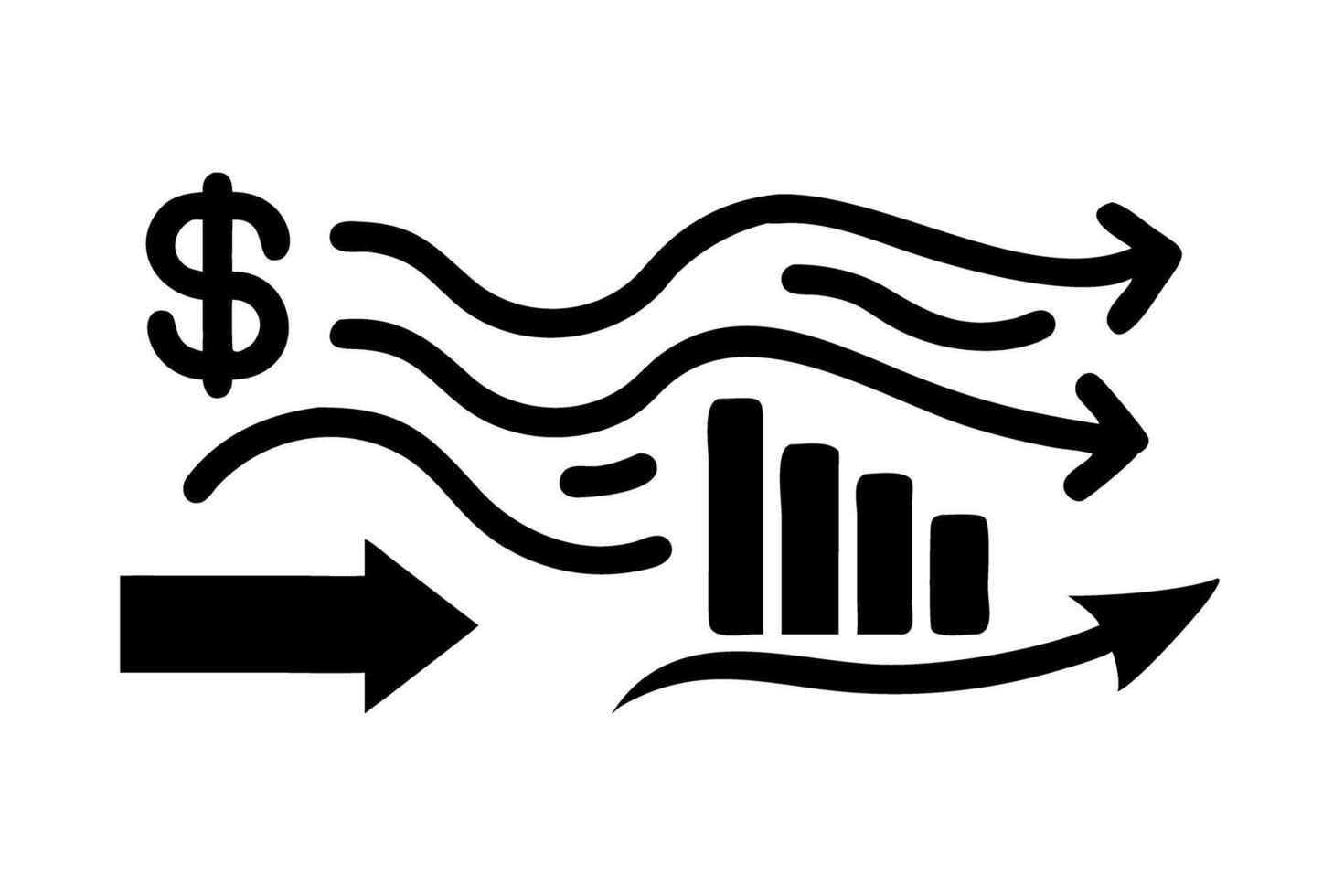 Cash flow concept represented with dollar signs, upward arrows, and financial growth elements vector