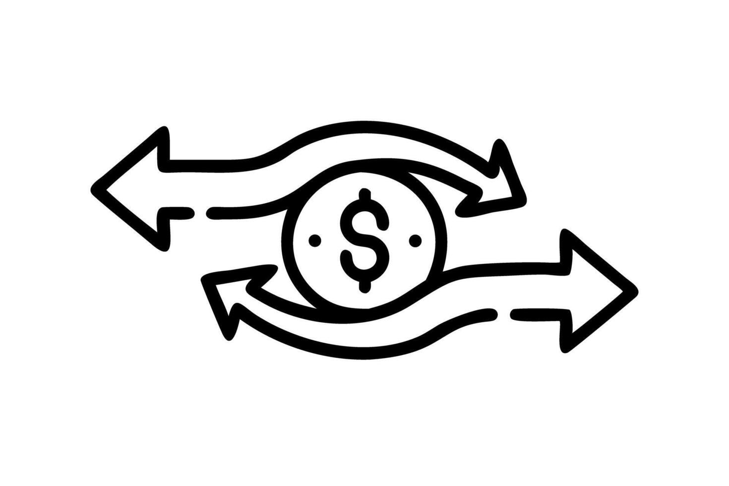 Stylized cash flow exchange with dollar bills in vibrant motion, depicting financial transaction flow vector