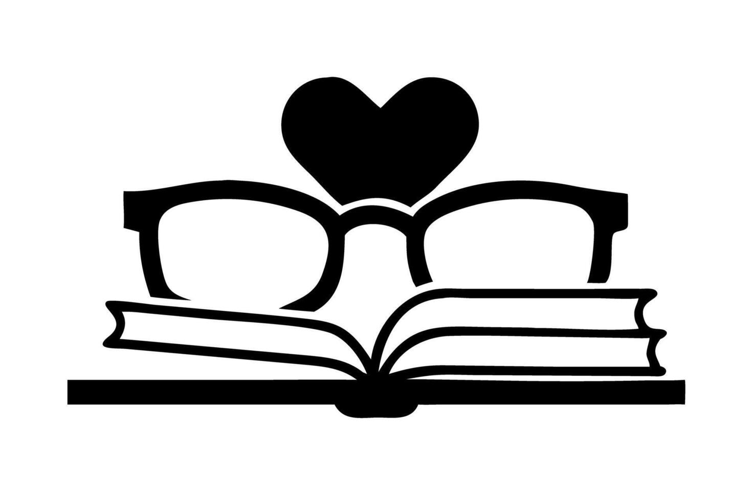 World Book Day Adorable Heart and Glasses on a Book, Representing Love for Literature and the Joy of Reading in a Charming Design vector