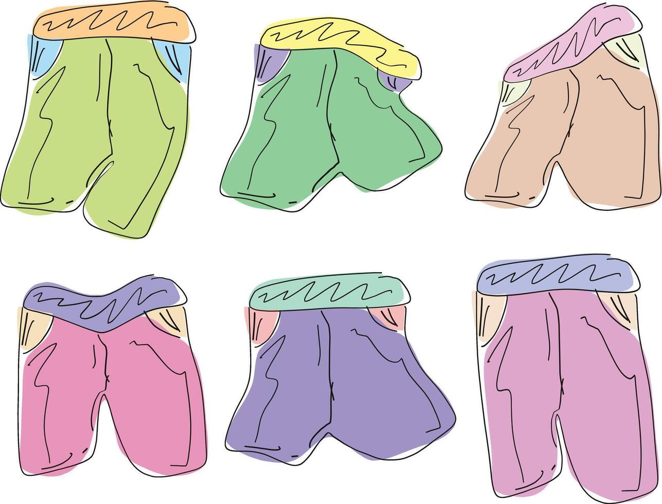 A set of colorful shorts with different colors vector