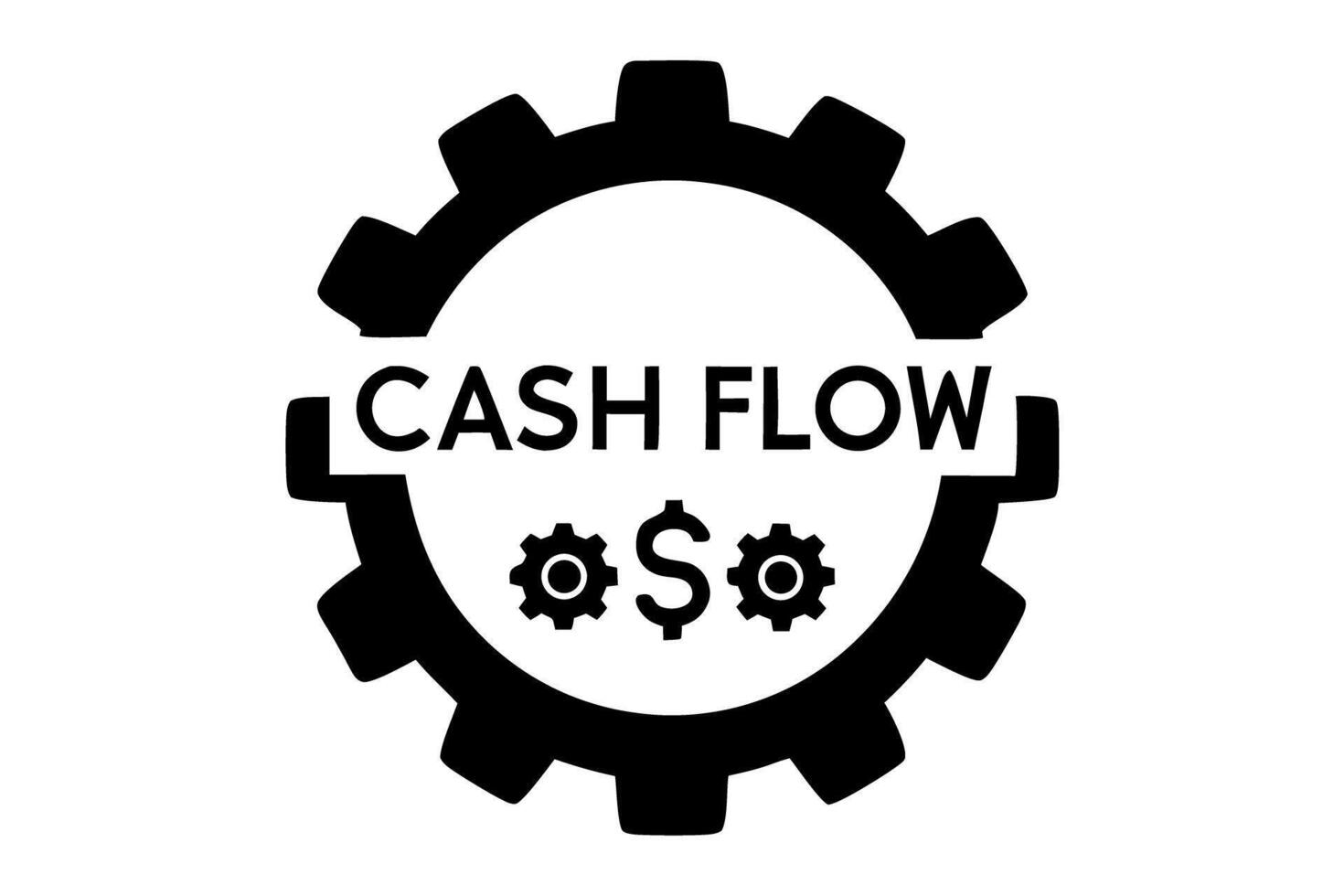 Stylized cash flow icon with gears and dollar symbols in a modern design, showcasing the cyclical nature of financial movements in an economy vector