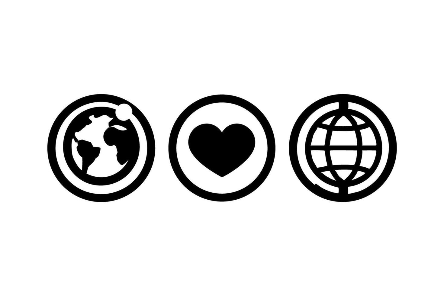 Global Love and International Unity Green energy Earth Day Symbology Earth Heart World Icons vector