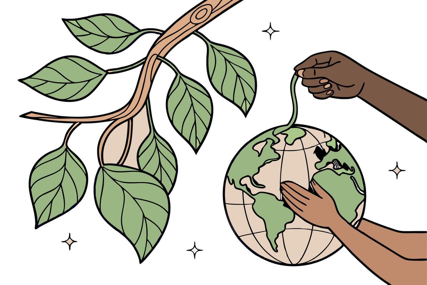 Protecting Our Planet Hands Gently Planting a Green energy Earth Day New Life Branching Out Towards a Greener Future vector