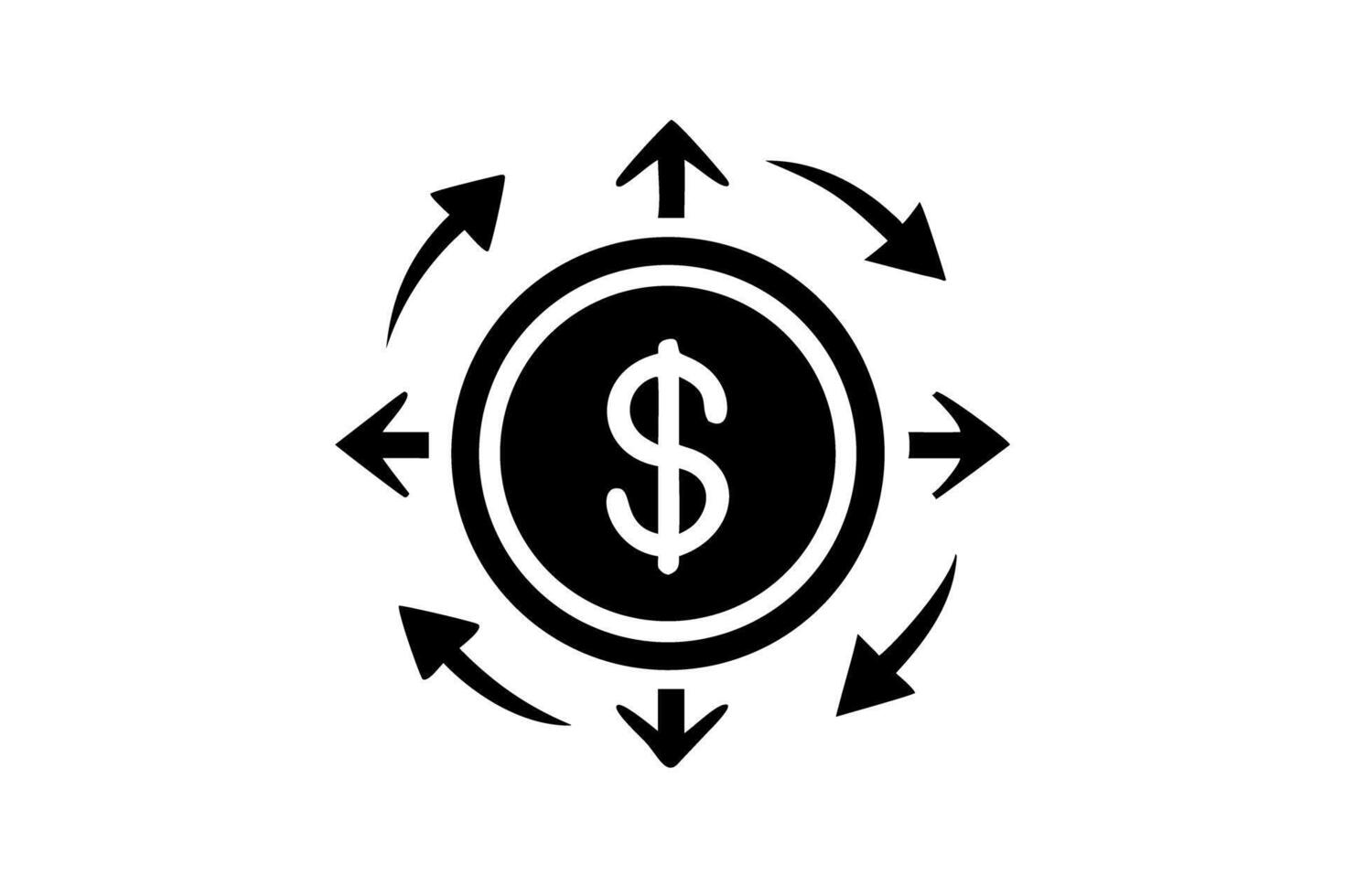 dollar currency flowing in and out with arrows, representing the concept of cash flow in finance, investment, and savings vector
