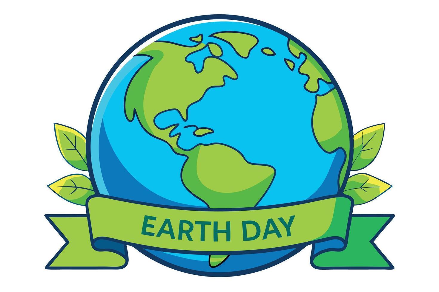 Modern Earth logo with plant elements and a banner, ideal for Earth Day graphics and eco conscious campaigns vector