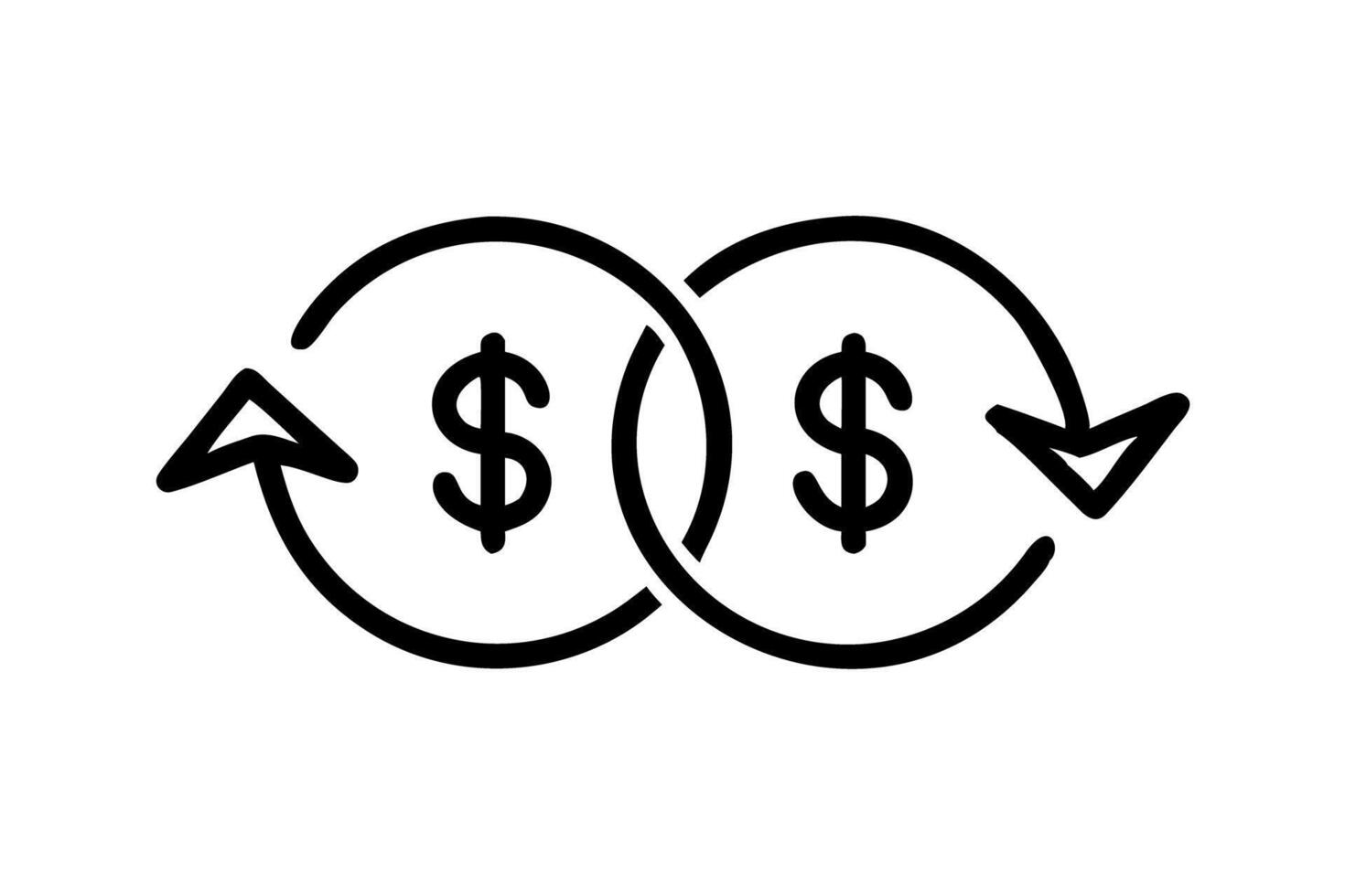 Cash Flow Concept with Circular Arrows Around Dollar Sign for Finance, Investment, and Currency Exchange Illustration vector