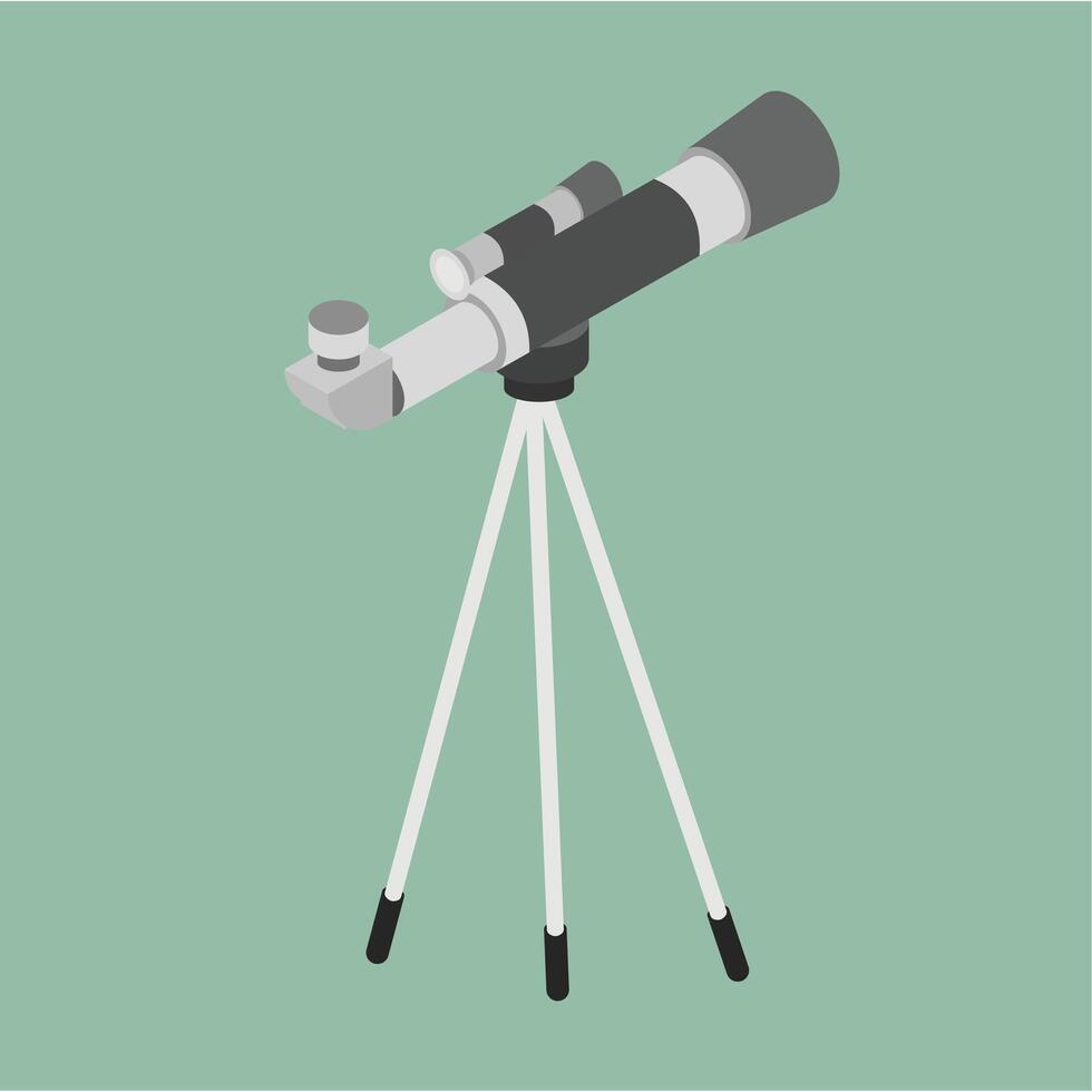 A telescope on a tripod with a green background vector