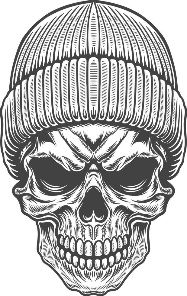 Skull in a knitted cap vector