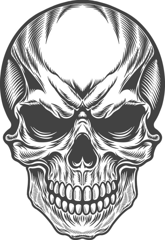 A skull with a big mouth and a big nose vector