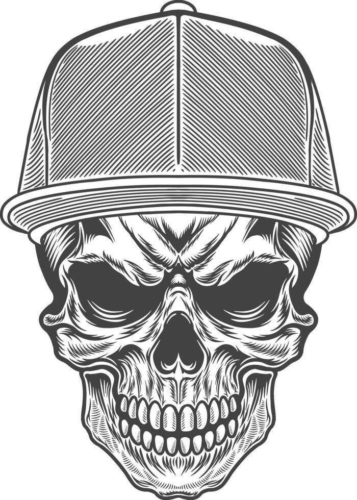 Skull in a baseball cap illustration vector