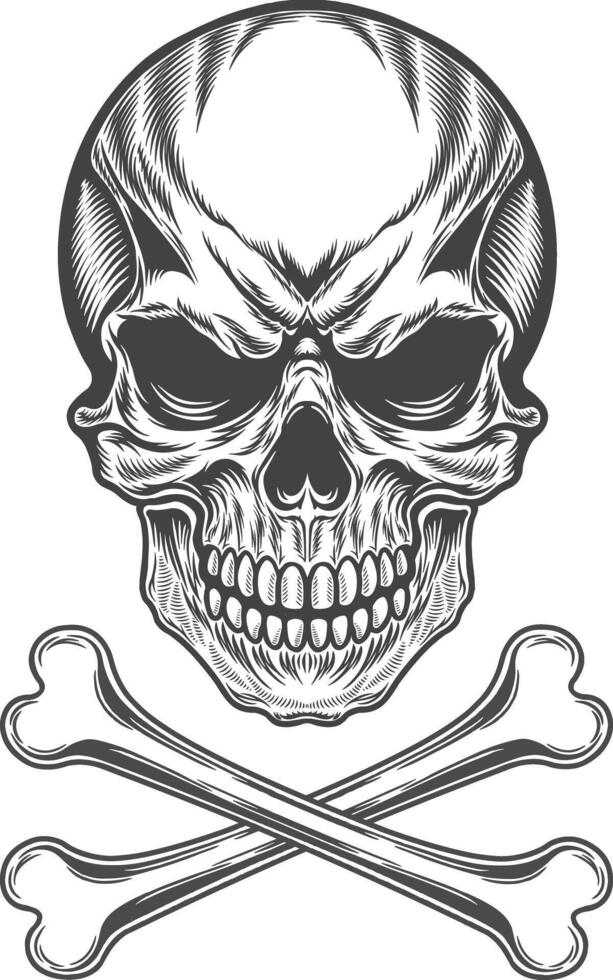 Skull and crossbones illustration vector