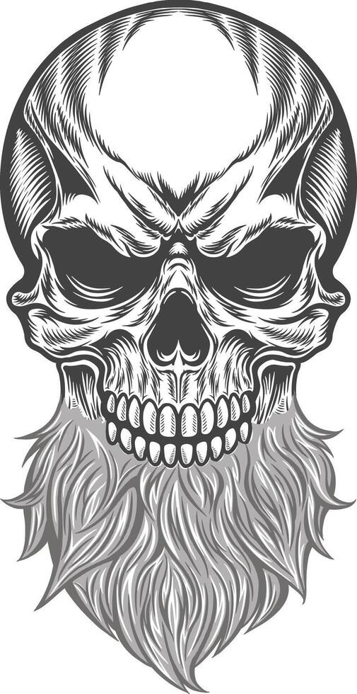 Skull with beard and beard illustration vector