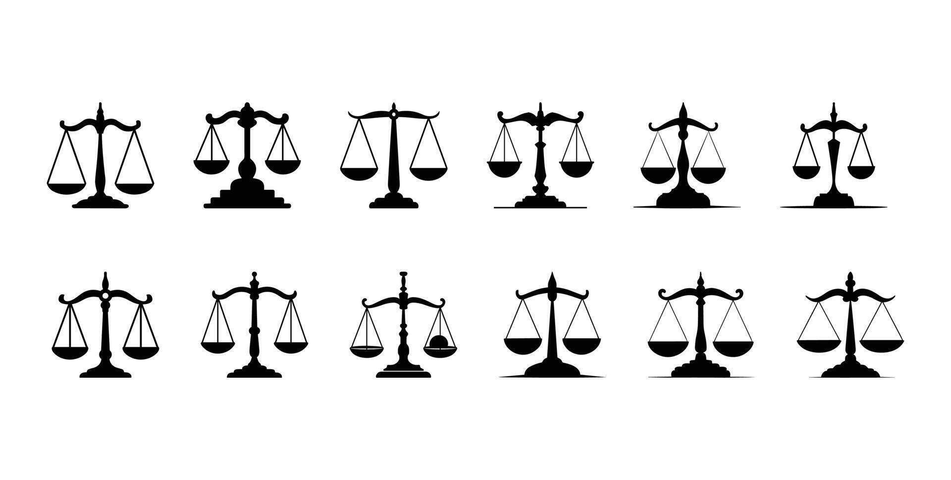 Scales of Justice Silhouettes Pack vector