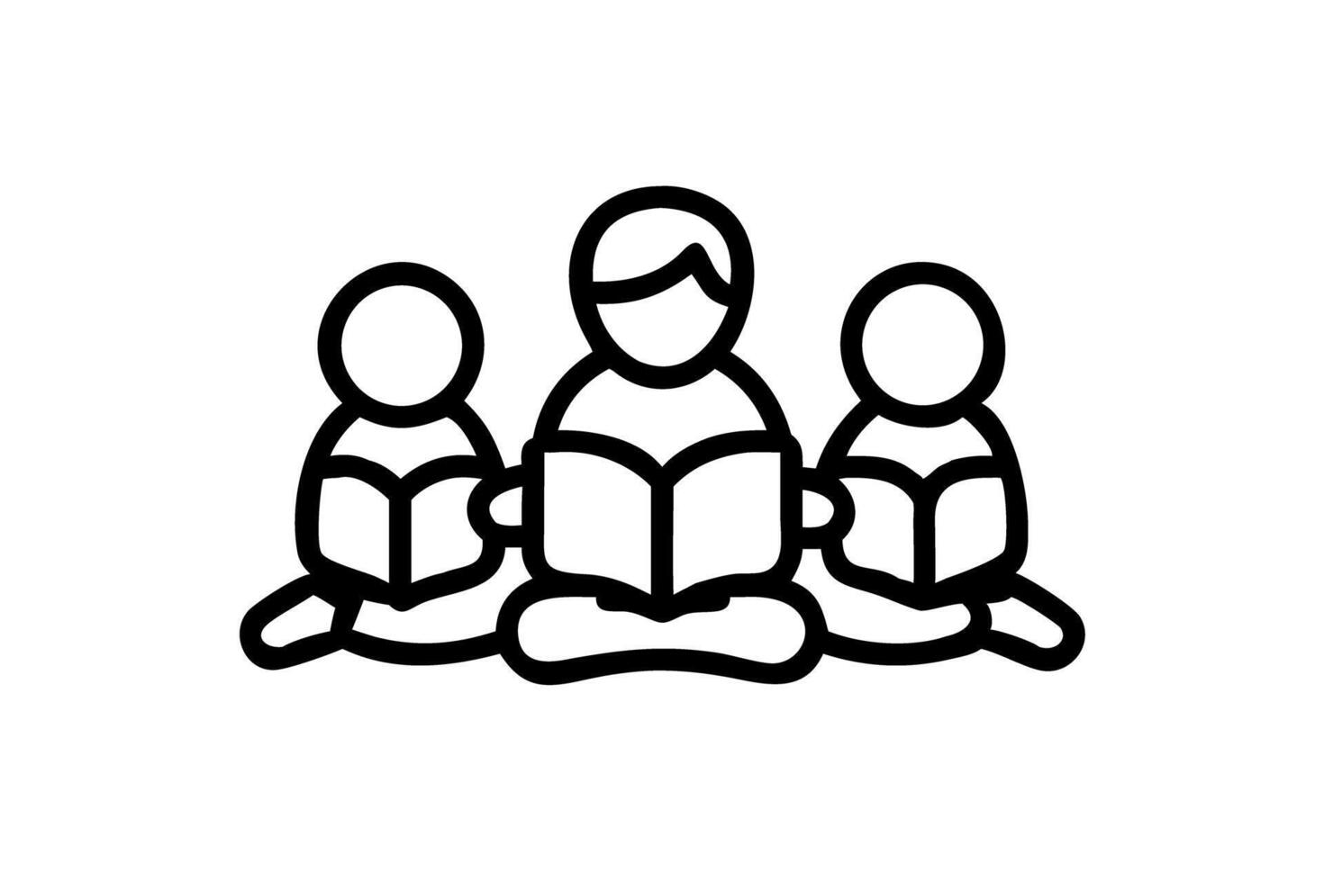 Three children reading books together in a cozy learning moment, celebrating World Book Day with enthusiasm and joy vector