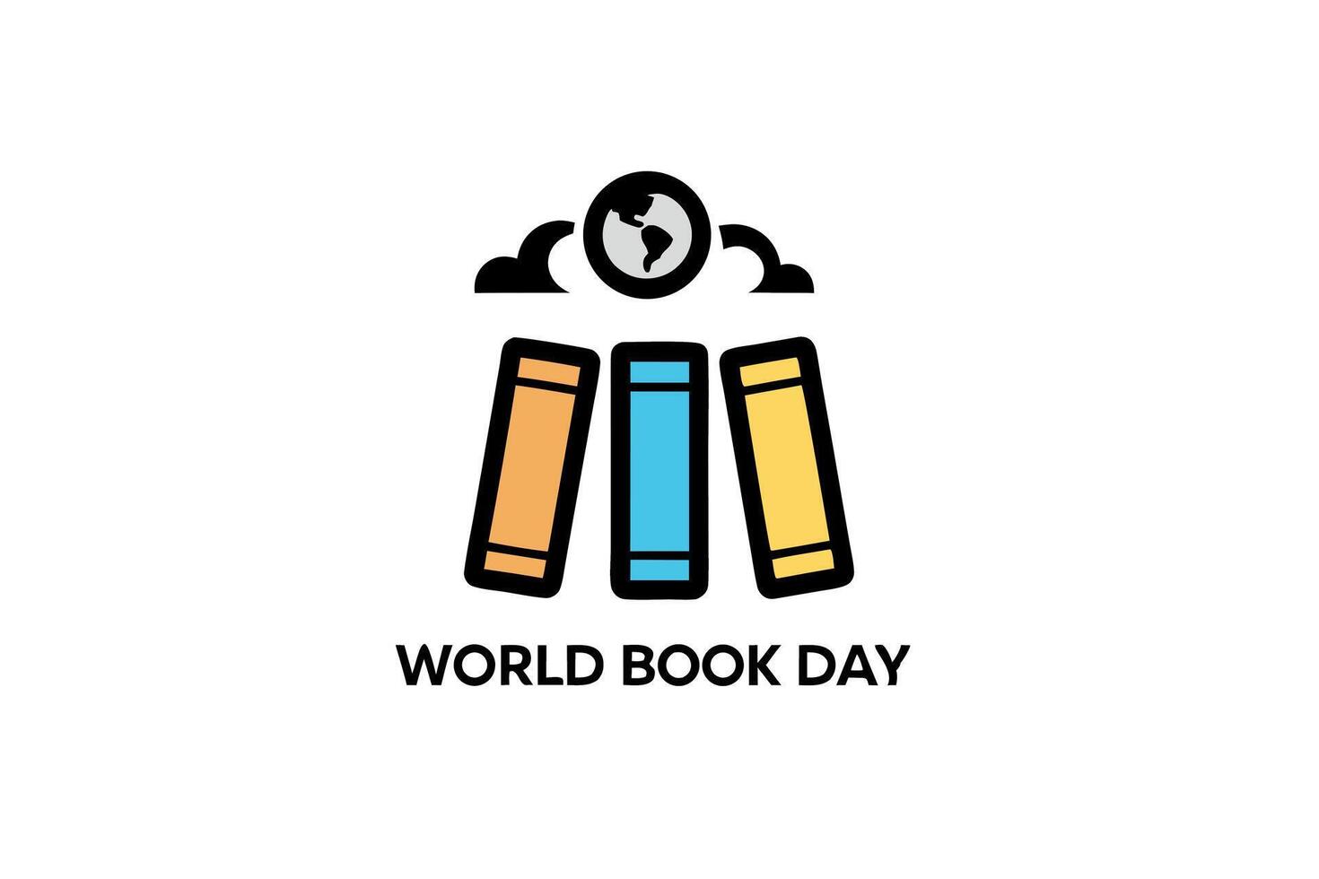 Playful design for World Book Day with smiling books and Earth in the background, symbolizing global literacy vector