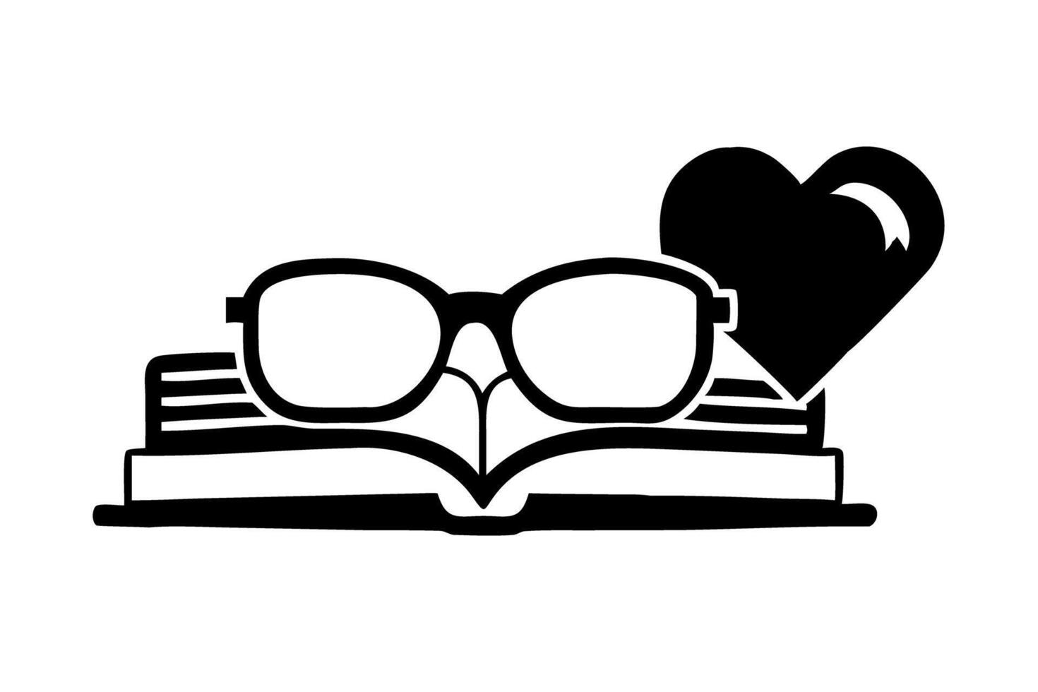 World Book Day Fun and Playful Illustration of Heart Shaped Glasses on an Open Book, Perfect for Education, Reading, and Literary Themes vector
