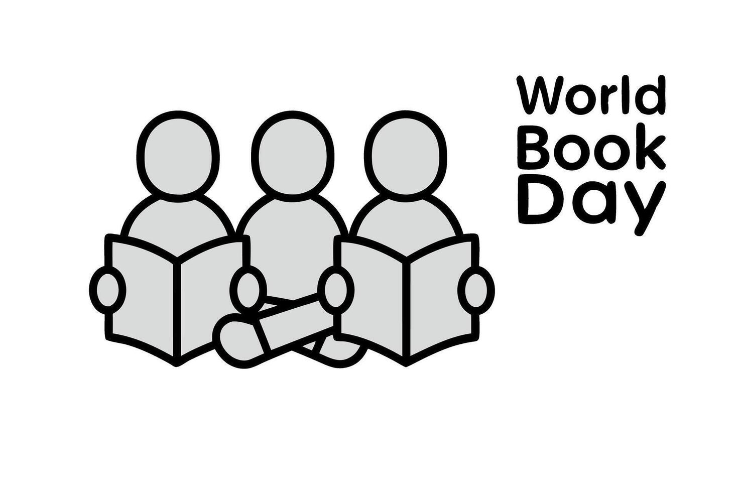 World Book Day illustration of three children reading books with joy, sitting on the floor in a cozy setting vector