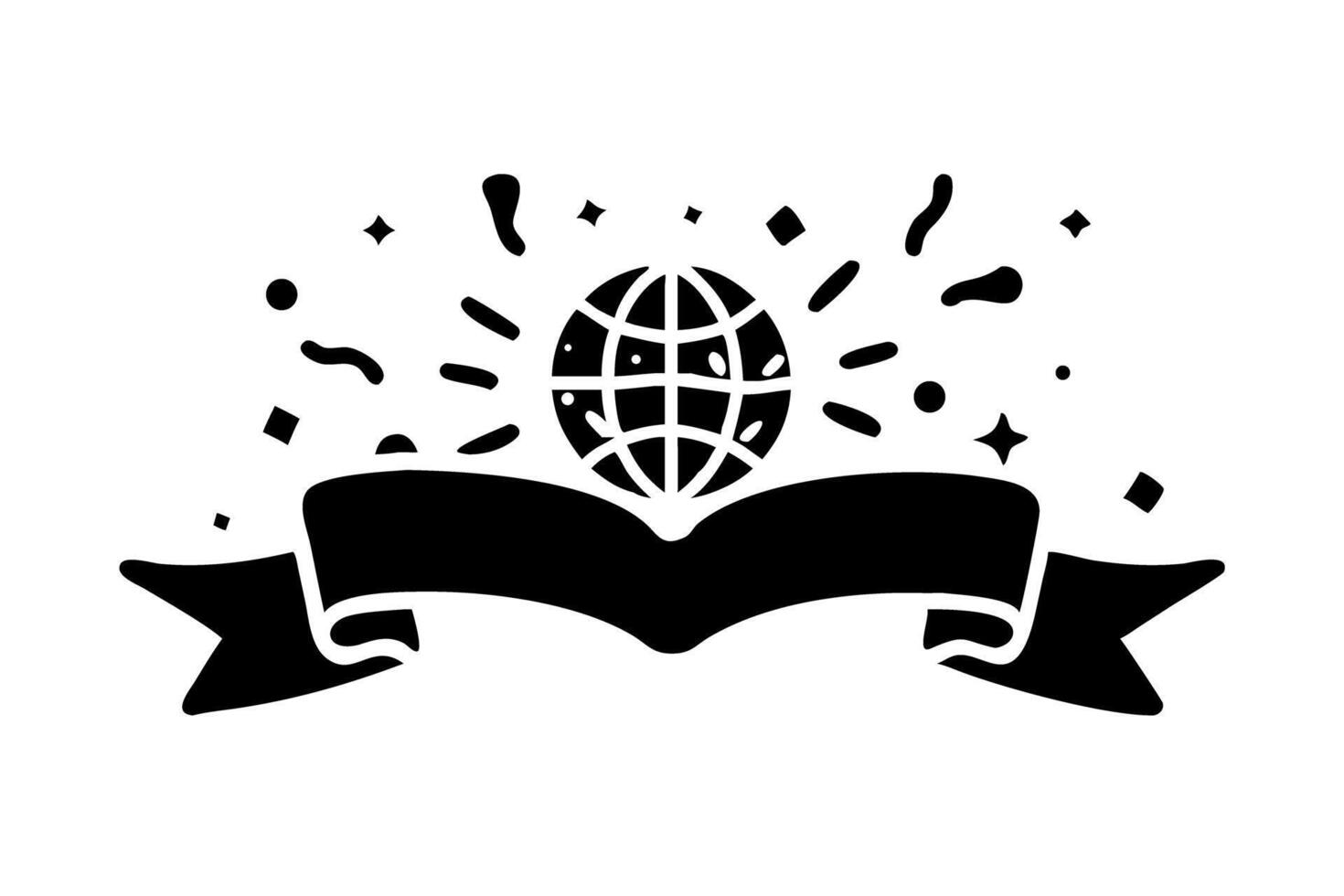 Creative World Book Day banner featuring an open book with a globe and geometric shapes, celebrating the joy of reading worldwide vector