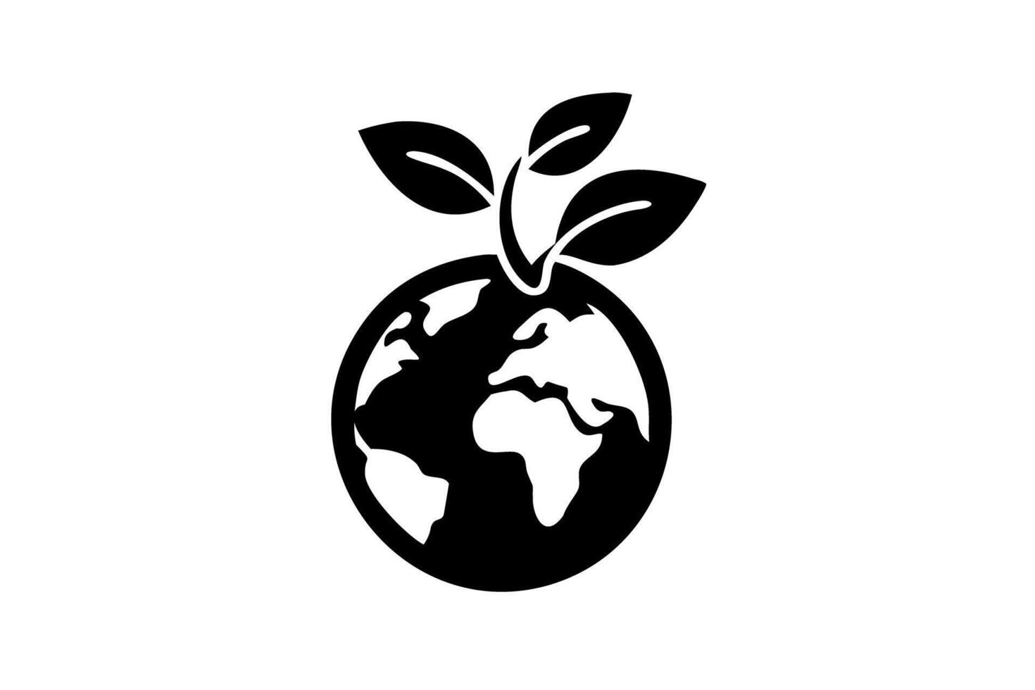 Green Earth Day illustration with leaves sprouting from the globe, symbolizing ecological awareness vector