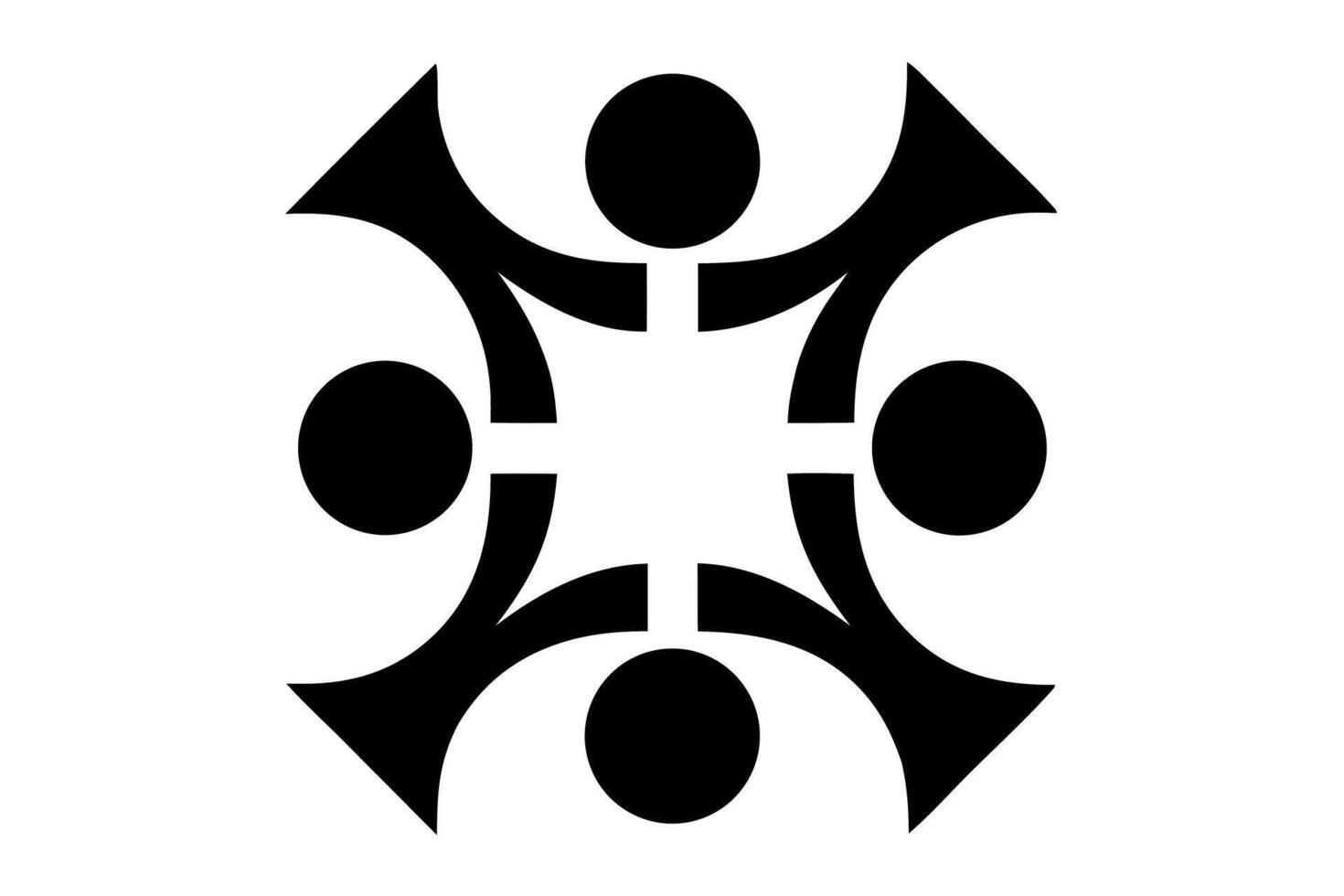 A modern abstract design featuring human figures and arrows pointing in different directions, symbolizing unity, collaboration, and teamwork within a creative context vector
