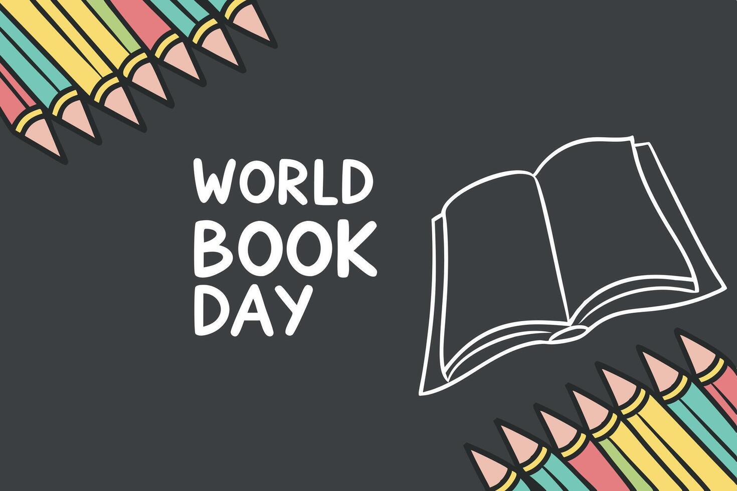 World Book Day illustration featuring an open book and fun typography, perfect for promoting reading events and educational initiatives vector