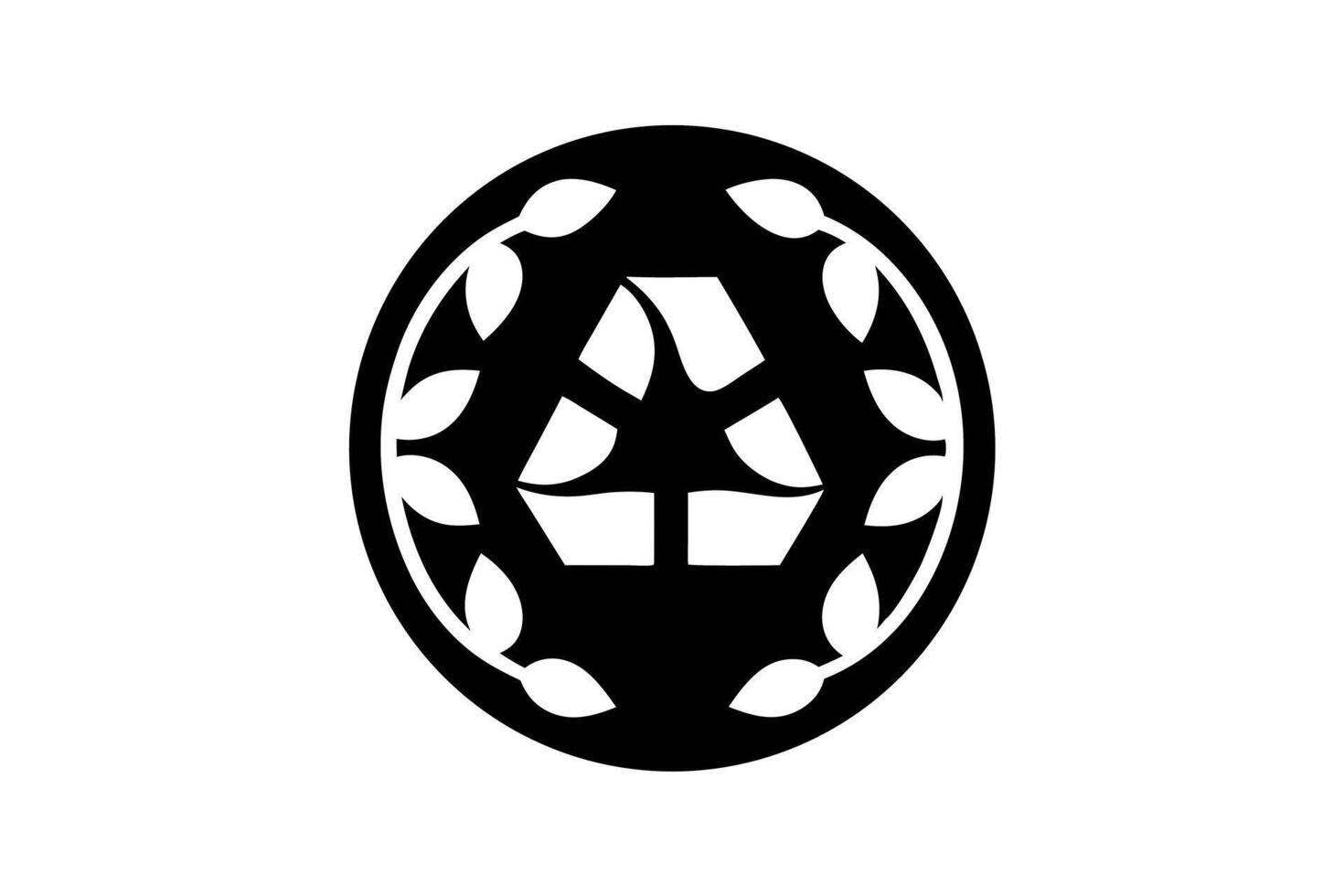 Circular Black and White Design Featuring a Earth Day Central AShaped Symbol Surrounded by Leaf Motifs vector